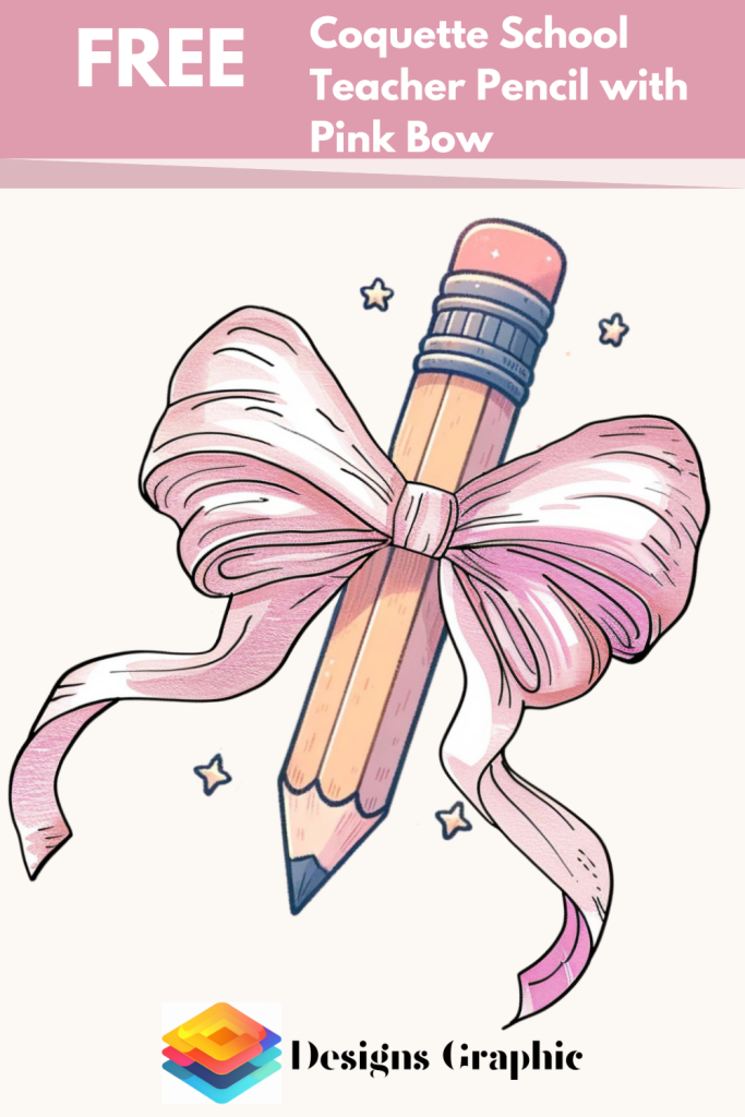 Coquette School Teacher Pencil with Pink Bow