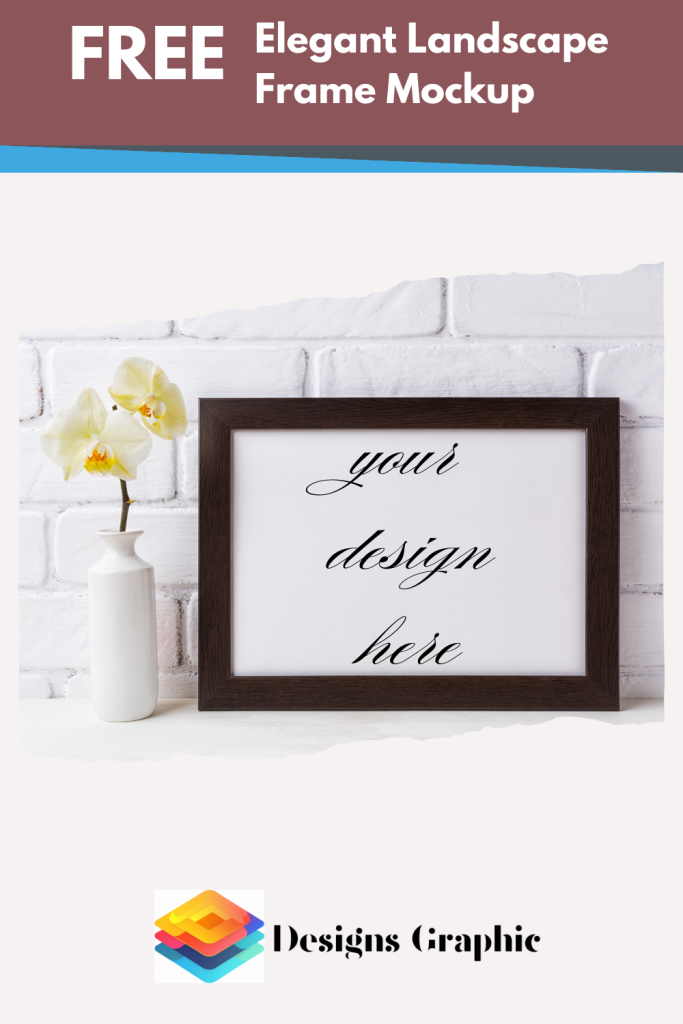 Elegant Landscape Frame Mockup with Yellow Orchid in Vase