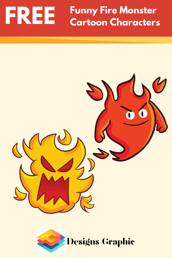 Funny Fire Monster Cartoon Characters