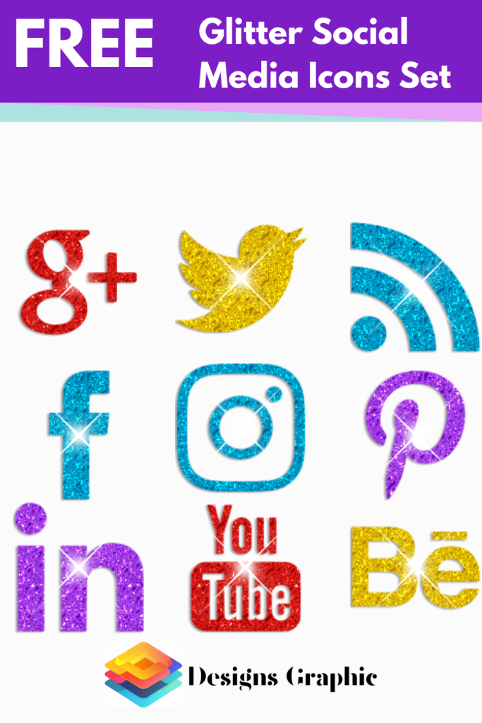 Glitter Social Media Icons Set