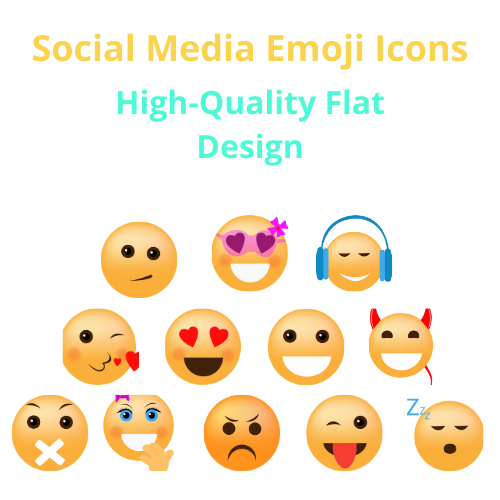 Social Media Emoji Icons – High-Quality Flat Design • Designs Graphic